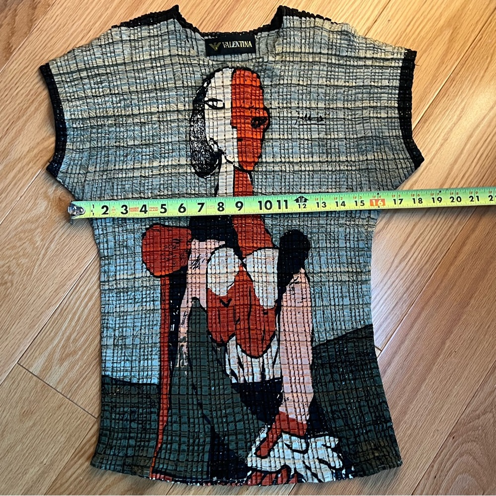 Valentina Picasso Artistic Graphic Short Sleeve Top Red Black stretchy one size - Picture 6 of 7